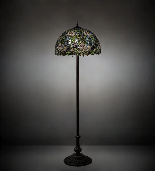 Wood Floor Lamp with Natural Grain for a Warm and Organic FeelWood Floor Lamp with Natural Grain for a Warm and Organic FeelMeyda Lighting 24496 62" High Trillium & Violet Floor Lamp