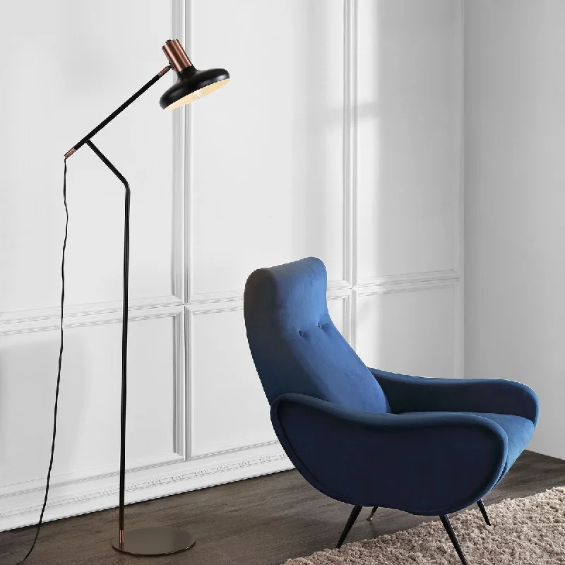 Fabric Floor Lamp with a Linen Shade for a Relaxed AestheticFabric Floor Lamp with a Linen Shade for a Relaxed AestheticSAFAVIEH Lighting Aine 66-inch Copper/ Black Led Floor Lamp - 21" x 11" x 66" - Black/Antique Copper - 21Wx11Dx66H
