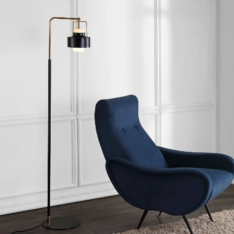 Fabric Floor Lamp with a Linen Shade for a Relaxed AestheticFabric Floor Lamp with a Linen Shade for a Relaxed AestheticSAFAVIEH Lighting Brunhildis 60-inch Silver Led Floor Lamp - 13.5" x 11" x 59.5" - Black/Brass Gold - 14Wx11Dx60H