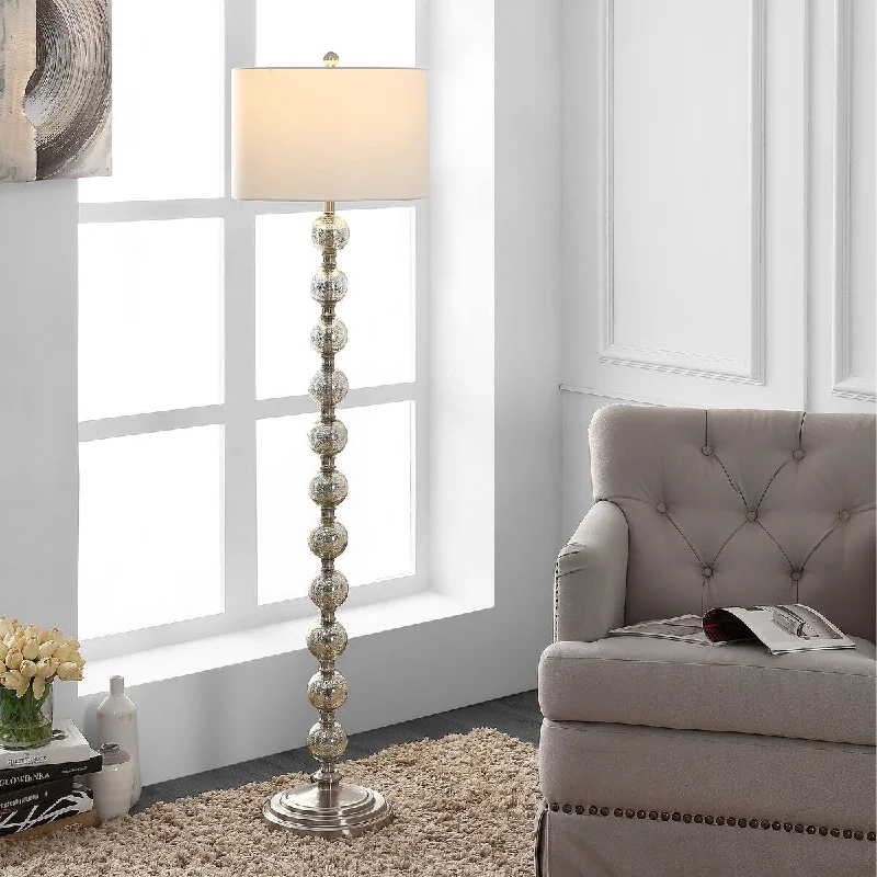 Fabric Floor Lamp with a Linen Shade for a Relaxed AestheticFabric Floor Lamp with a Linen Shade for a Relaxed AestheticSAFAVIEH Lighting Clydie 60" Floor Lamp - 15" x 15" x 60" - Nickel/Ivory - 15Wx15Dx60H