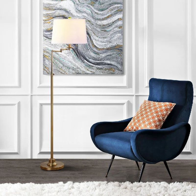 Wood Floor Lamp with Natural Grain for a Warm and Organic FeelWood Floor Lamp with Natural Grain for a Warm and Organic FeelSAFAVIEH Lighting Shayla 64-inch Adjustable Gold Floor Lamp - 15"x15"x53-64.25" - 15Wx15Dx64H
