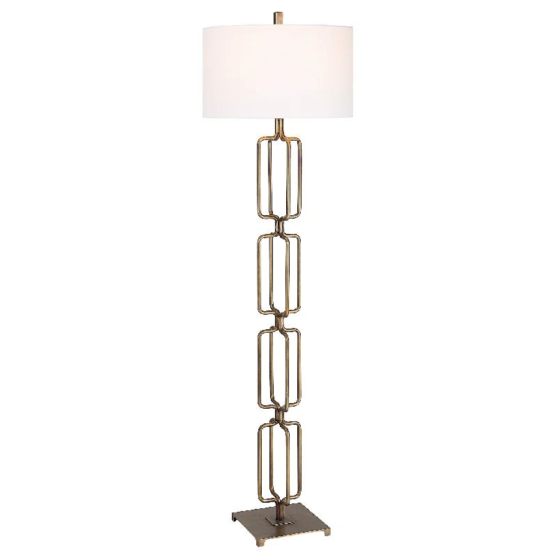 Rustic Farmhouse Style Floor Lamp for Cozy BedroomsRustic Farmhouse Style Floor Lamp for Cozy BedroomsUttermost 30148 Link Brushed Gold Floor Lamp