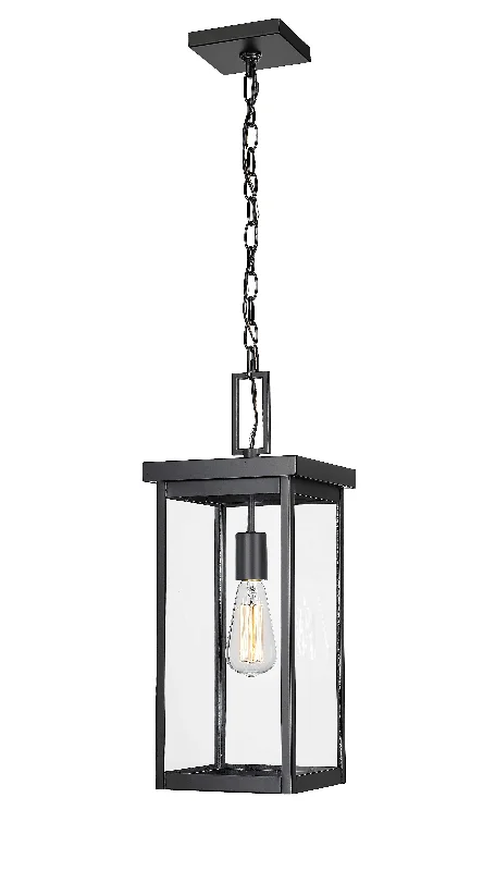 Rustic Ceiling Lights with Reclaimed Wood and Distressed FinishesRustic Ceiling Lights with Reclaimed Wood and Distressed FinishesBarkeley Outdoor Hanging Lantern - Powder Coated Black - Clear Glass - 8in. Diameter - E26 Medium Base