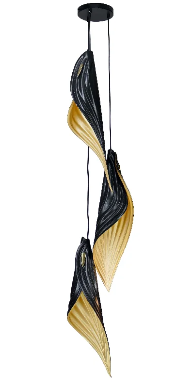 Crystal Ceiling Lights with High - Quality Swarovski CrystalsCrystal Ceiling Lights with High - Quality Swarovski CrystalsBlade 3-Piece Leather Pendant - Black/Gold