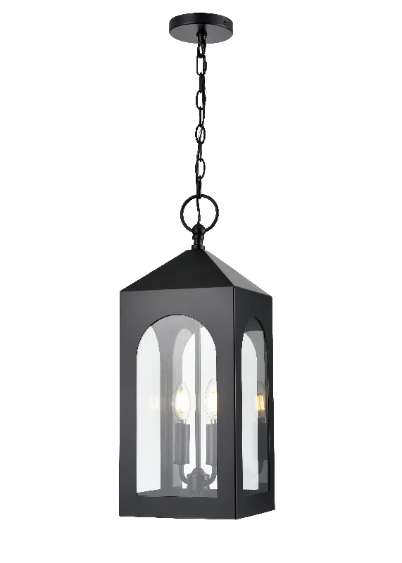 Glass Ceiling Lights with Frosted, Colored, or Etched GlassGlass Ceiling Lights with Frosted, Colored, or Etched GlassBratton Outdoor Hanging Lantern - Powder Coated Black - Clear Glass - 8.5in. Diameter - E12 Candelabra Base