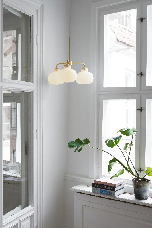 Contemporary Ceiling Lights with Unique, Abstract ShapesContemporary Ceiling Lights with Unique, Abstract ShapesRaito 3 Arm Pendant Light/Brass