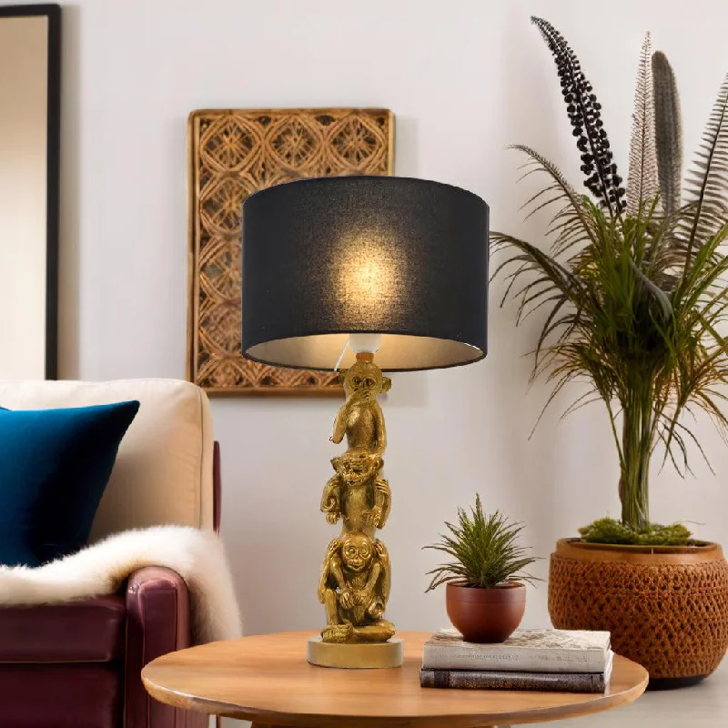 metal table lamps with a matte black finish for a sleek appearancemetal table lamps with a matte black finish for a sleek appearanceLucy Sophisticated Three Monkey, Resin Table Lamp - Gold, Black Cloth Shade, 520mm High, PL0302 metal table lamps with a matte black finish for a sleek appearancemetal table lamps with a matte black finish for a sleek appearanceLucy Sophisticated Three Monkey, Resin Table Lamp - Gold, Black Cloth Shade, 520mm High, PL0302