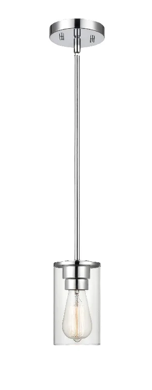 Industrial Style Ceiling Lights with Exposed Bulbs and Metal CagesIndustrial Style Ceiling Lights with Exposed Bulbs and Metal CagesVerlana Pendant - Chrome - Clear Glass - 4.875in. Diameter - E26 Medium Base