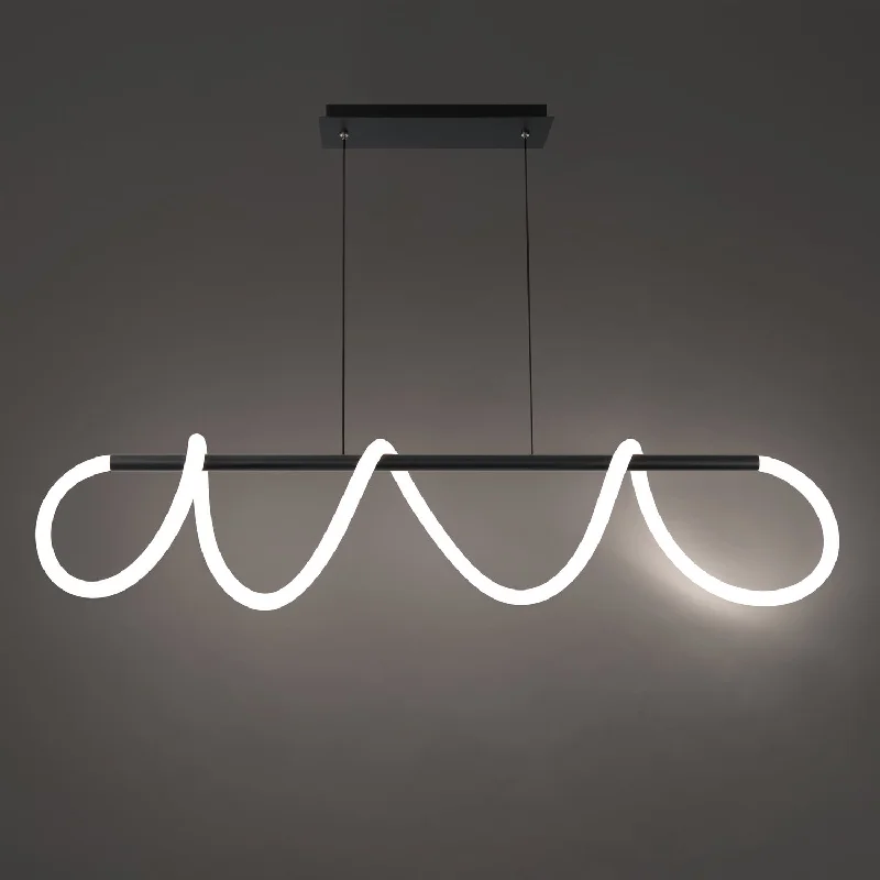 Scandinavian Style Ceiling Lights with Light Wood AccentsScandinavian Style Ceiling Lights with Light Wood AccentsWAC Tightrope PD-35246-BK Pendant Light - Black