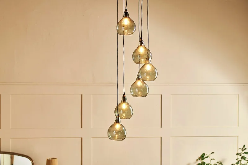 Crystal Ceiling Lights with High - Quality Swarovski CrystalsCrystal Ceiling Lights with High - Quality Swarovski CrystalsZiva Statement Recycled Glass Cluster Pendant - Green Smoke